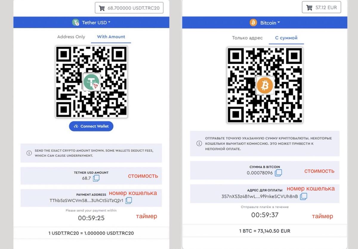 BTC или USDT BTC и USDT